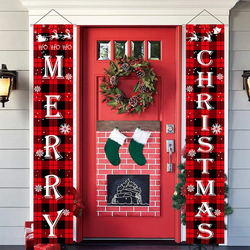 Christmas Hanging Door Banner - Merry Christmas Porch Sign