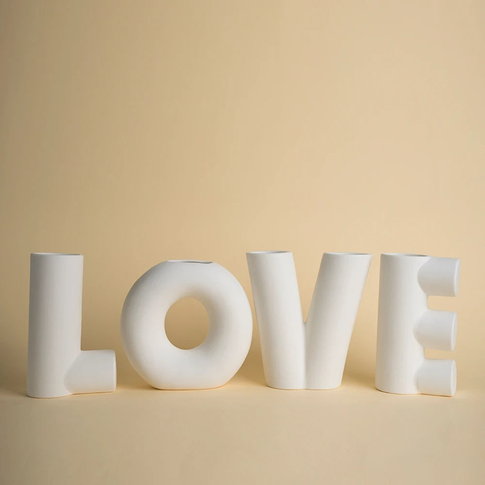 Glazed Ceramic Love Letters Vase Set