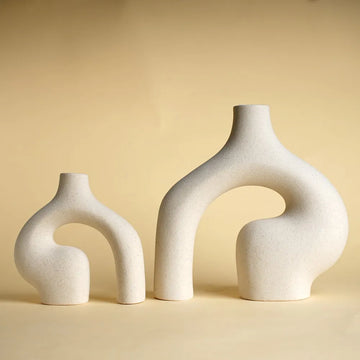 Ceramic White Nordic Vase Set of 2